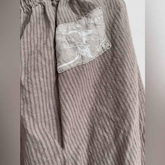 Magnolia Pearl Linen Brown Stripe Pants - Picture 3 of 6